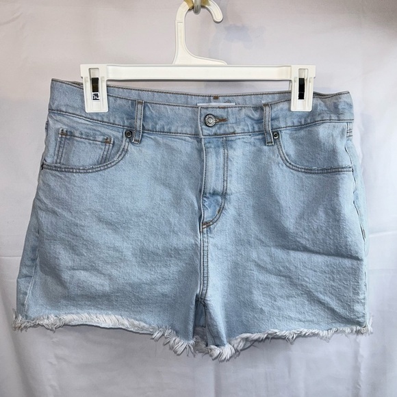 Loft Shorts Jean Curvy Fresh Cut High Rise Cut Off Raw Hem Bottoms Denim Shorts - Picture 2 of 9